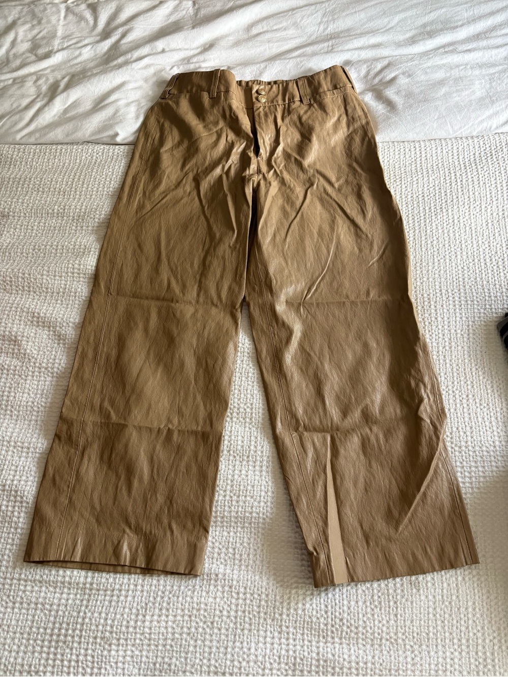 Chico's Straight-Leg Coated Wide Pants in Tan - size 4
